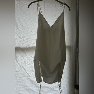 White lace up mini dress